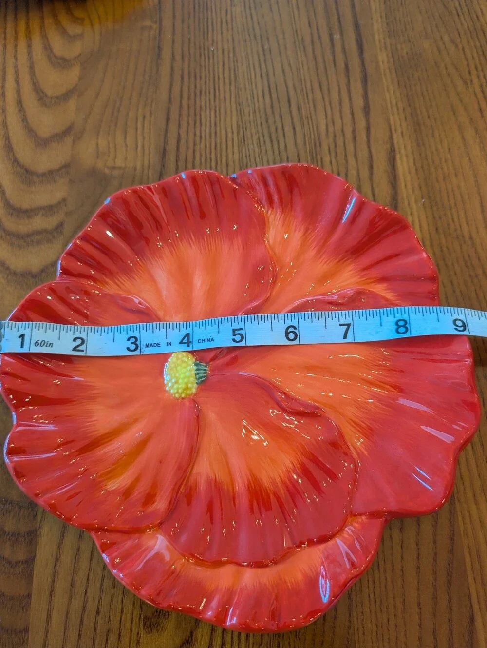 Sur La Table Set of 2 Red Ceramic 8-in. Poppies Plates - NEW
